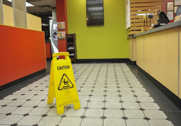 Restaurant Wet Floor Sign — Stock Photo, Image