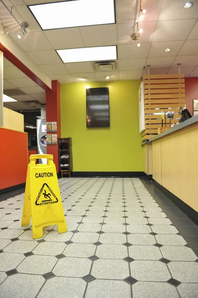 Restaurant Wet Floor Sign — Stock Photo, Image