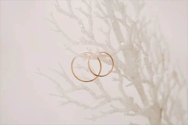 Wedding Wedding Rings Light Background Selective Focus Macro — Stock Photo, Image