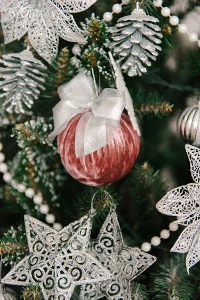 Decorações Natal Abeto Close Shot — Fotografia de Stock