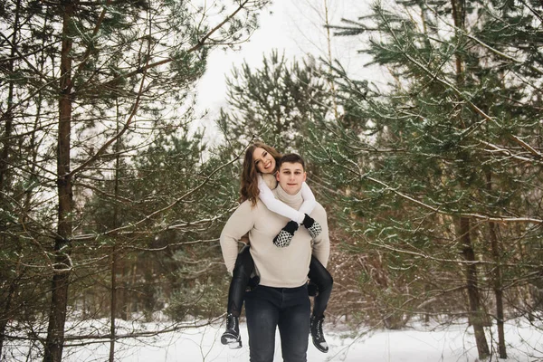 Historia Amor Invierno Hielo Elegantes Novios Chico Chica Bosque Invierno —  Fotos de Stock