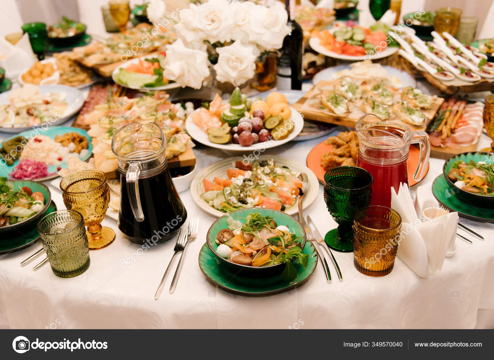 White Table Filled Large Amount Food Various Snacks Luxurious Interior Stock Photo By C Ksyusha Yanovich Mail Ru 349570040