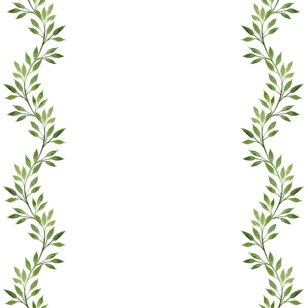 Watercolor Branches Frame Border Watercolor Hand Drawn Illustration Isolated White — Stock Photo, Image