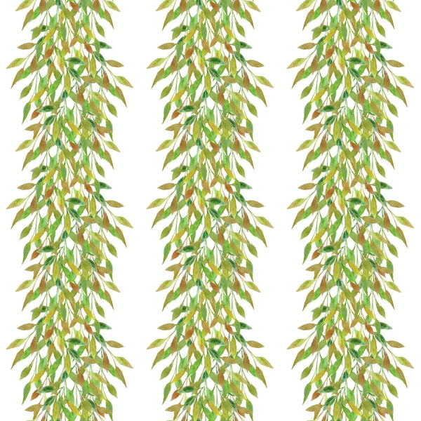 Sorunsuz suluboya desen bırakır. Suluboya elle çizilmiş illüstrasyon izole beyaz arka plan üzerinde. Yaprakları ve dalları için arka plan, duvar kağıdı, tekstil ile Seamless suluboya modeli.
