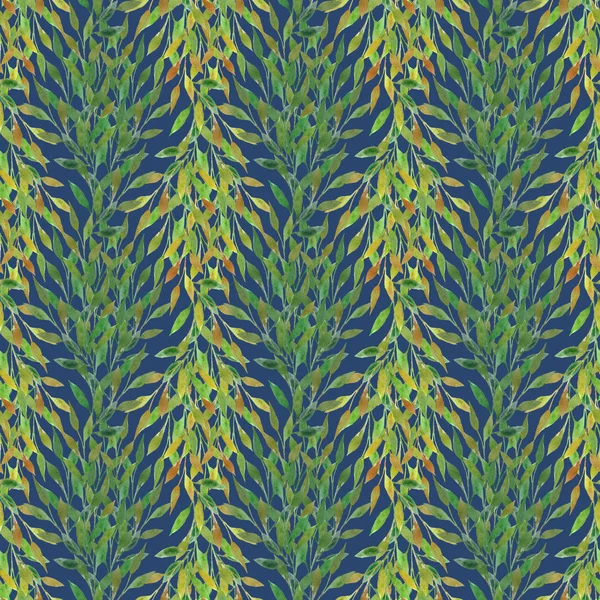 Sorunsuz suluboya desen bırakır. Suluboya el çekilmiş seamless modeli yaprakları ve dalları için arka plan, duvar kağıdı, tekstil, kağıt ambalaj.