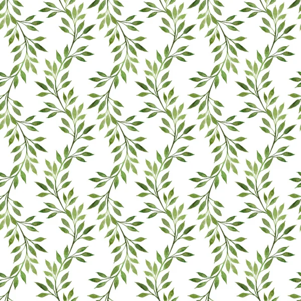 Seamless Watercolor Leaves Pattern Watercolor Hand Drawn Illustration Isolated White — Stock Photo, Image