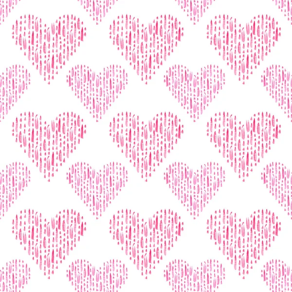 Çizgiler ve splash suluboya kalplerinde. Soyut suluboya elle çizilmiş sıçrama, çizgiler, beyaz arka plan üzerinde izole damla. Arka plan, duvar kağıdı, tekstil, kart, ambalaj kağıdı için kalpleri ile Seamless Modeli.