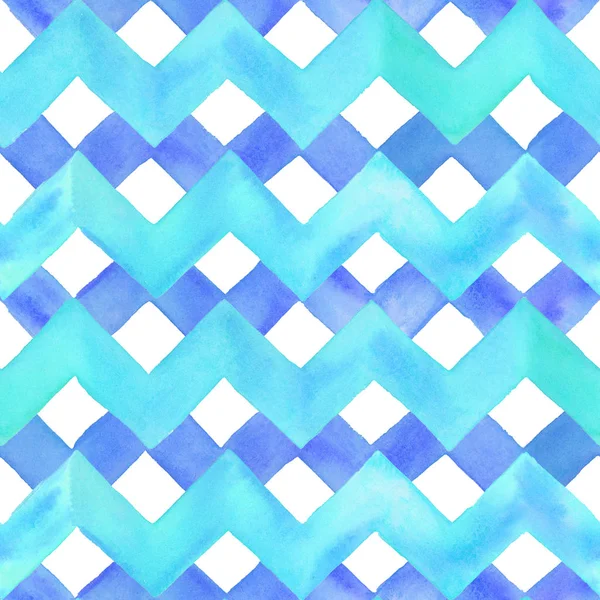 El suluboya zikzak desen çekilmiş. Beyaz arka plan üzerinde izole soyut suluboya geometrik desen. Arka plan, duvar kağıdı, tekstil, ambalaj kağıdı zikzak çizgiler ile Seamless Modeli.