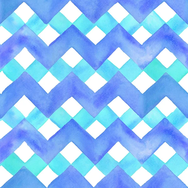 Hand drawn watercolor zigzag pattern. Abstract watercolor geometric pattern isolated on white background. Seamless pattern with zigzag lines for background, wallpaper, textile, wrapping paper.