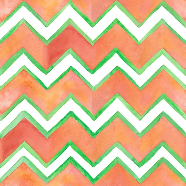 Watercolor hand drawn zigzag pattern. Abstract watercolor geometric pattern isolated on white background. Seamless pattern with zigzag lines for background, wallpaper, textile, wrapping paper.