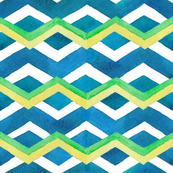 Suluboya el çekilmiş zikzak desen. Beyaz arka plan üzerinde izole soyut suluboya geometrik desen. Arka plan, duvar kağıdı, tekstil, ambalaj kağıdı zikzak çizgiler ile Seamless Modeli.