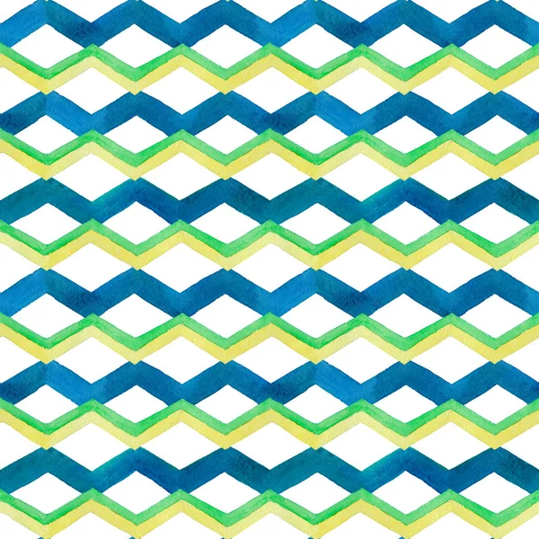 Modello Zig Zag Disegnato Mano Acquerello Modello Geometrico Astratto Acquerello — Foto Stock