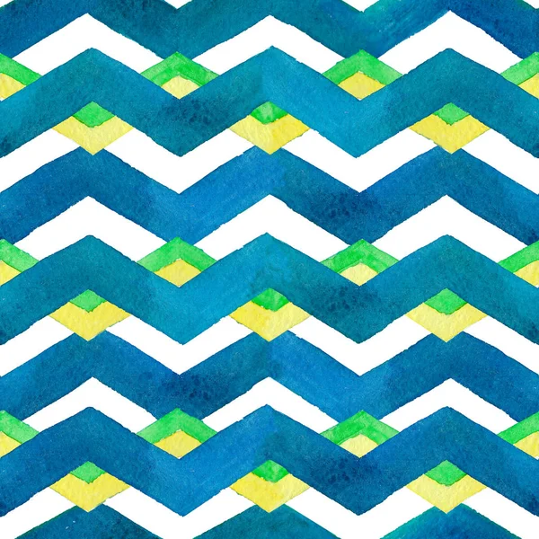 Suluboya el çekilmiş zikzak desen. Beyaz arka plan üzerinde izole soyut suluboya geometrik desen. Arka plan, duvar kağıdı, tekstil, ambalaj kağıdı zikzak çizgiler ile Seamless Modeli.