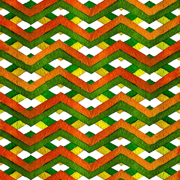 Suluboya el çekilmiş zikzak desen. Beyaz arka plan üzerinde izole soyut suluboya geometrik desen. Arka plan, duvar kağıdı, tekstil, ambalaj kağıdı zikzak çizgiler ile Seamless Modeli.