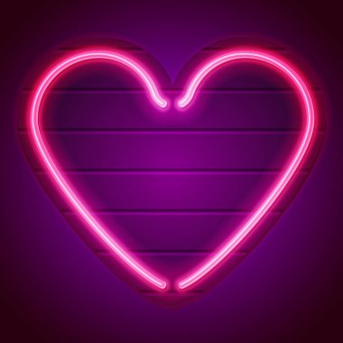 Neon kalp işareti. Pembe Kalp Sevgililer günü için. Tebrik kartları, afiş için uygulanabilir. el ilanları. Eps10 vektör