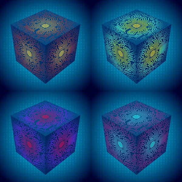 Technologia Modułu Obwód Tekstury Różne Odmiany Ilustracja Futurystyczny Design Eps10 — Wektor stockowy