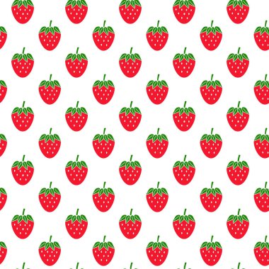 Beyaz arka planda çilekli kusursuz desen