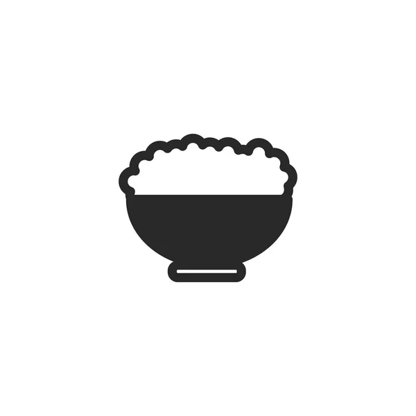 Mangkuk ikon nasi jepang monokrom pada latar belakang putih - Stok Vektor