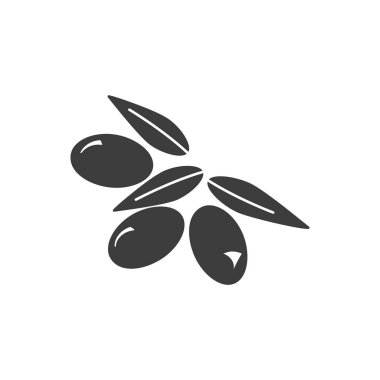 Beyaz arka planda siyah beyaz izole zeytin simgesi