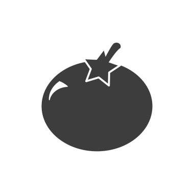 Beyaz arka planda siyah beyaz izole domates simgesi