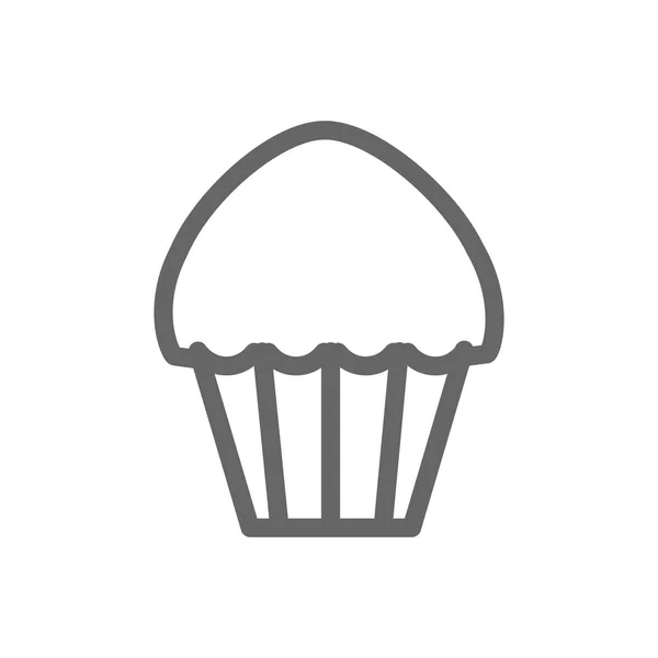 Ikon muffin garis monokrom pada latar belakang putih - Stok Vektor