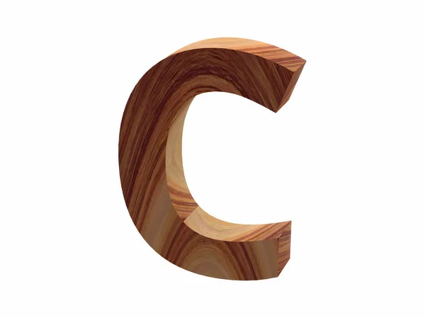Trä C font 3d render — Stockfoto