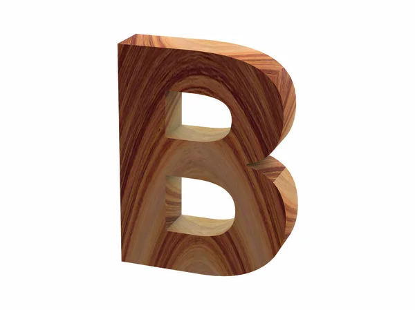 Font kayu B 3D render — Stok Foto