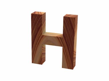 ahşap H yazı tipi 3d render