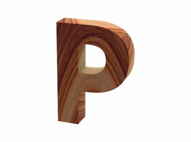 ahşap P yazı tipi 3d render