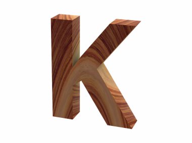 ahşap K yazı tipi 3d render