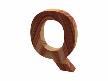 ahşap Q yazı tipi 3d render