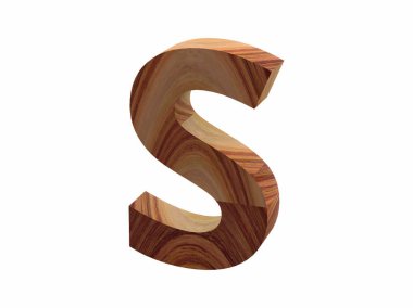 ahşap S yazı tipi 3d render