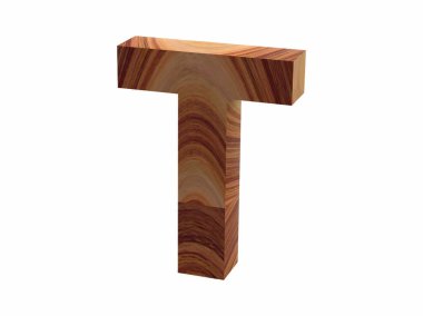 ahşap T yazı tipi 3d render