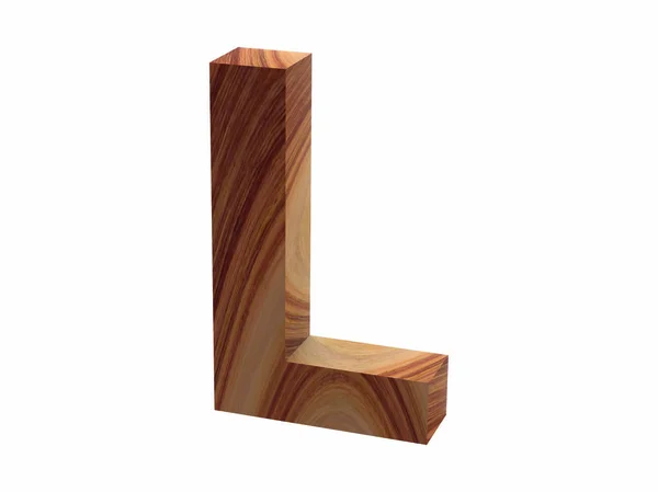Render kayu L 3D font — Stok Foto