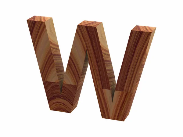 Wood W fuente 3D render —  Fotos de Stock