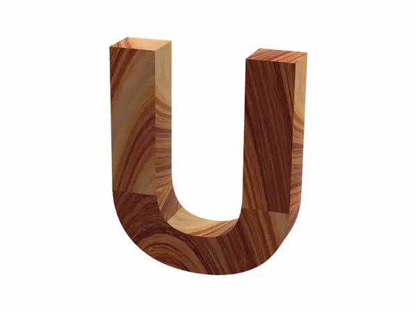 Дерев'яний U шрифт 3D рендеринга — стокове фото