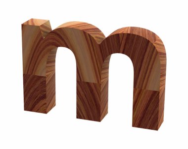 ahşap M yazı tipi 3d render