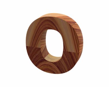 ahşap O yazı tipi 3d render