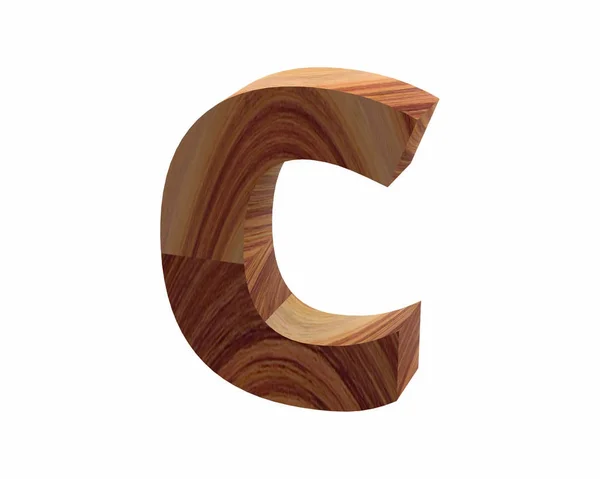 Wood C fuente 3D render — Foto de Stock