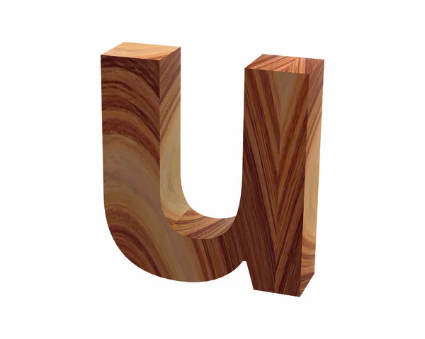 3d καθιστούν γραμματοσειρά ξύλου U — Φωτογραφία Αρχείου