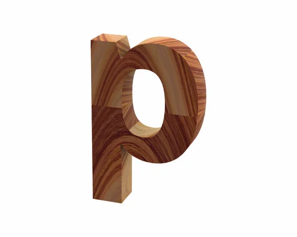 Дерев'яний шрифт P 3D візуалізація — стокове фото