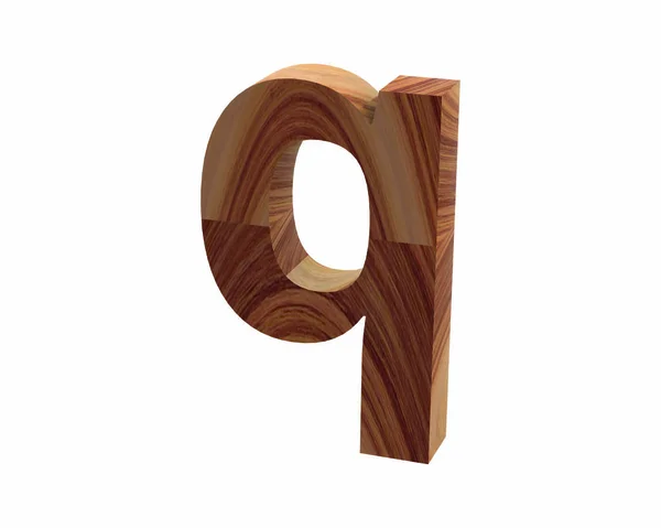 Wood Q font rendering 3D — Foto Stock