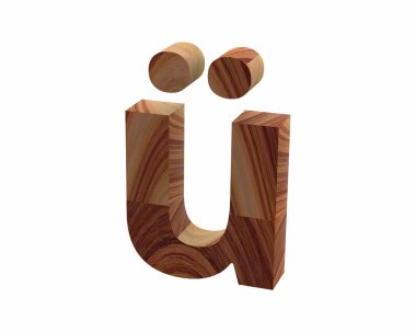 ahşap Alt0252 yazı tipi 3d render