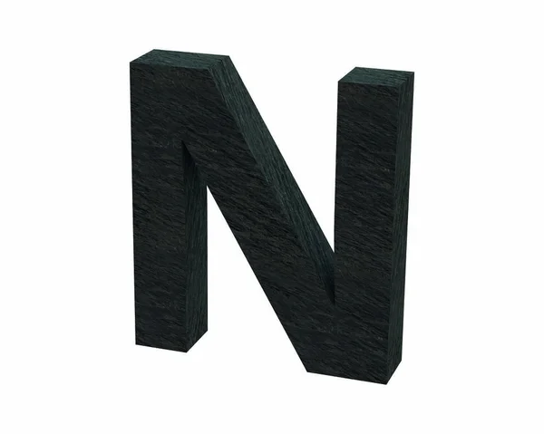 Lettertype steen slate hoofdletter N 3d render — Stockfoto
