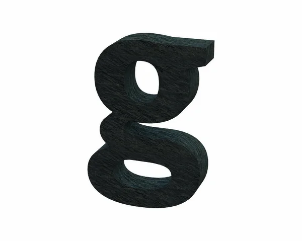 Písmo kámen břidlice písmeno g 3d vykreslení — Stock fotografie