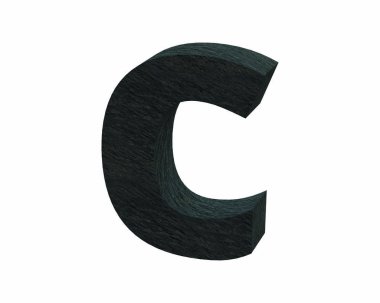 Yazı tipi taş kayrak küçük harf c 3d render