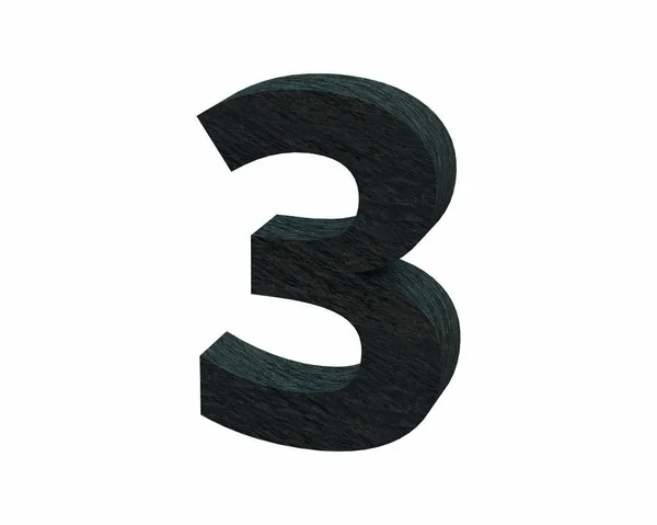 Lettertype steen slate nummers 3 3d render — Stockfoto