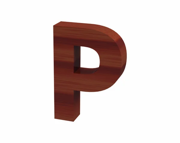 Fonte Polished rosewood capital P render — Fotografia de Stock