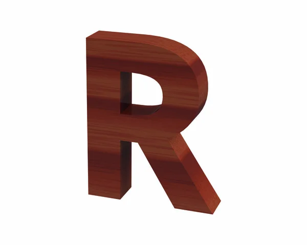Vykreslení písma leštěný rosewood kapitál R — Stock fotografie