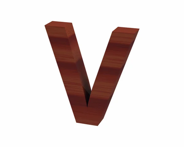 Carattere Polished rosewood capital V render — Foto Stock